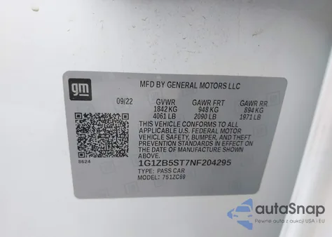 2022 Chevrolet Malibu Fwd Ls from USA, damaged, VIN 1G1ZB5ST7NF204295